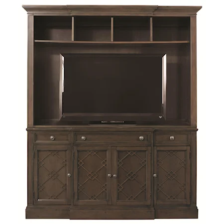 TV Credenza and Media Hutch with Transitional High End Style